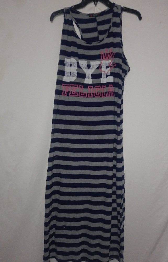 Myth L Navy Gray Striped Maxi Tank Dress Bye Felicia